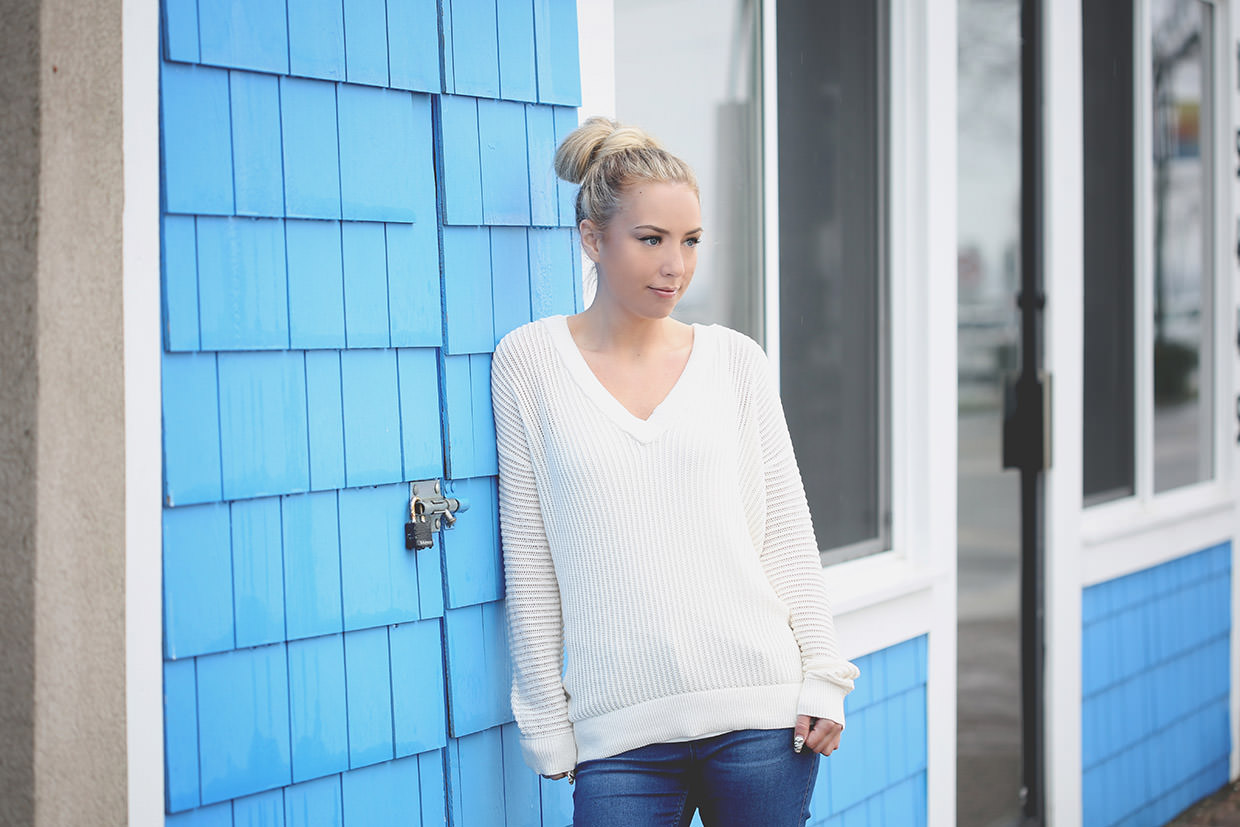 Silver Icing Eco-friendly Chic V-Neck Sweater