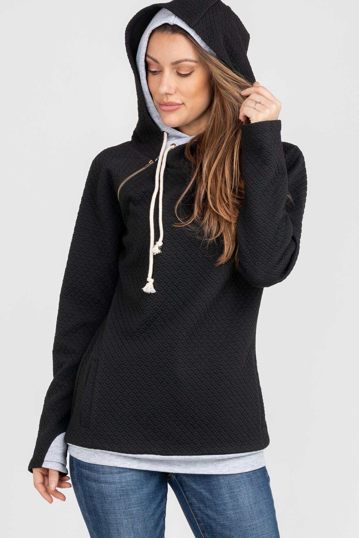 Silver Icing Name It to Win It: Embossed Layered Hoodie