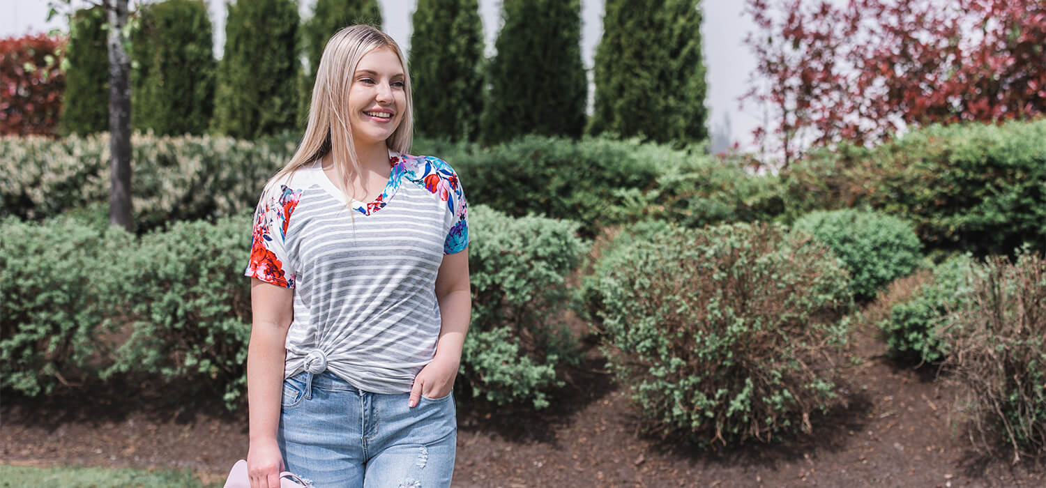 Floral Striped Tee